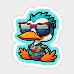 Retro Ruddy Duck Cartoon with Oversized Sunglasses Sticker